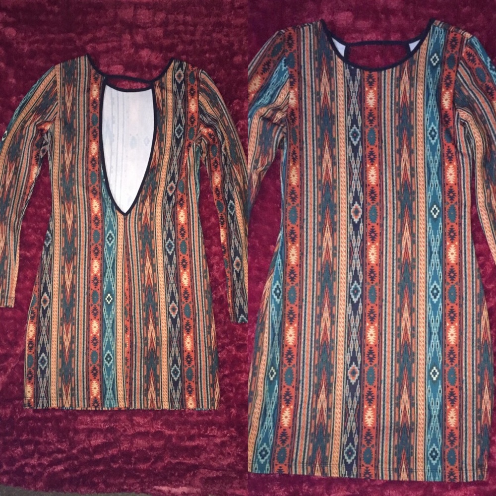 Long sleeve dress with top of back out.